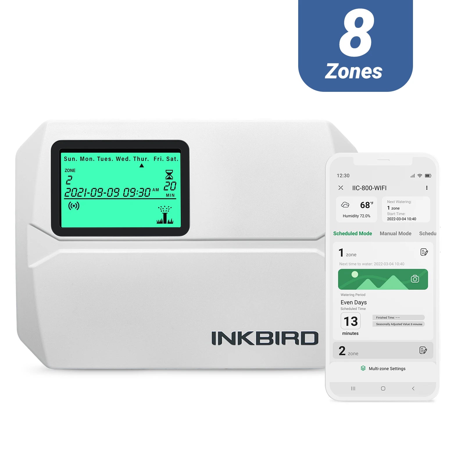 INKBIRD 4/6/8 Zones Wifi Smart Irrigation Controller Automatic Manual Watering APP Controll Wireless Sprinkler Controller EUPlug