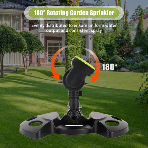 16 Hole 180° Rotating Garden Sprinkler Lawn Irrigation Water Sprayer Adjustable Coverage Patio Yard Watering