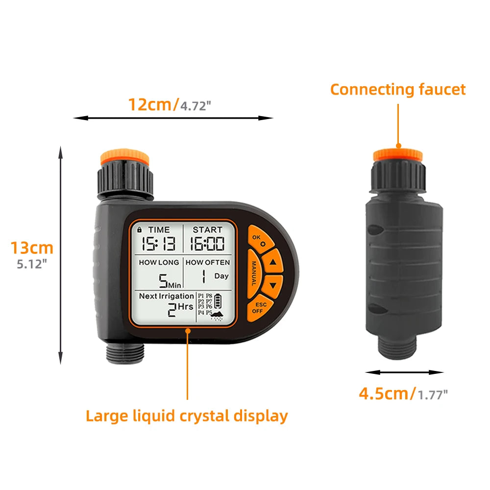 5-50M 1/4" Garden Smart Timer Irrigation Set IPX5 Waterproof LCD Automatic Watering Controller Can Be Used Water Lawn Plants kit