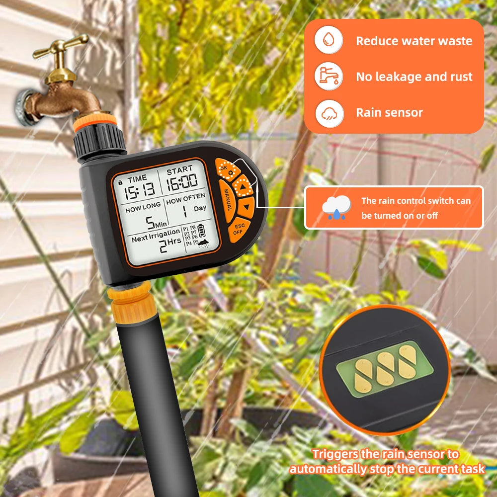 5-50M 1/4" Garden Smart Timer Irrigation Set IPX5 Waterproof LCD Automatic Watering Controller Can Be Used Water Lawn Plants kit