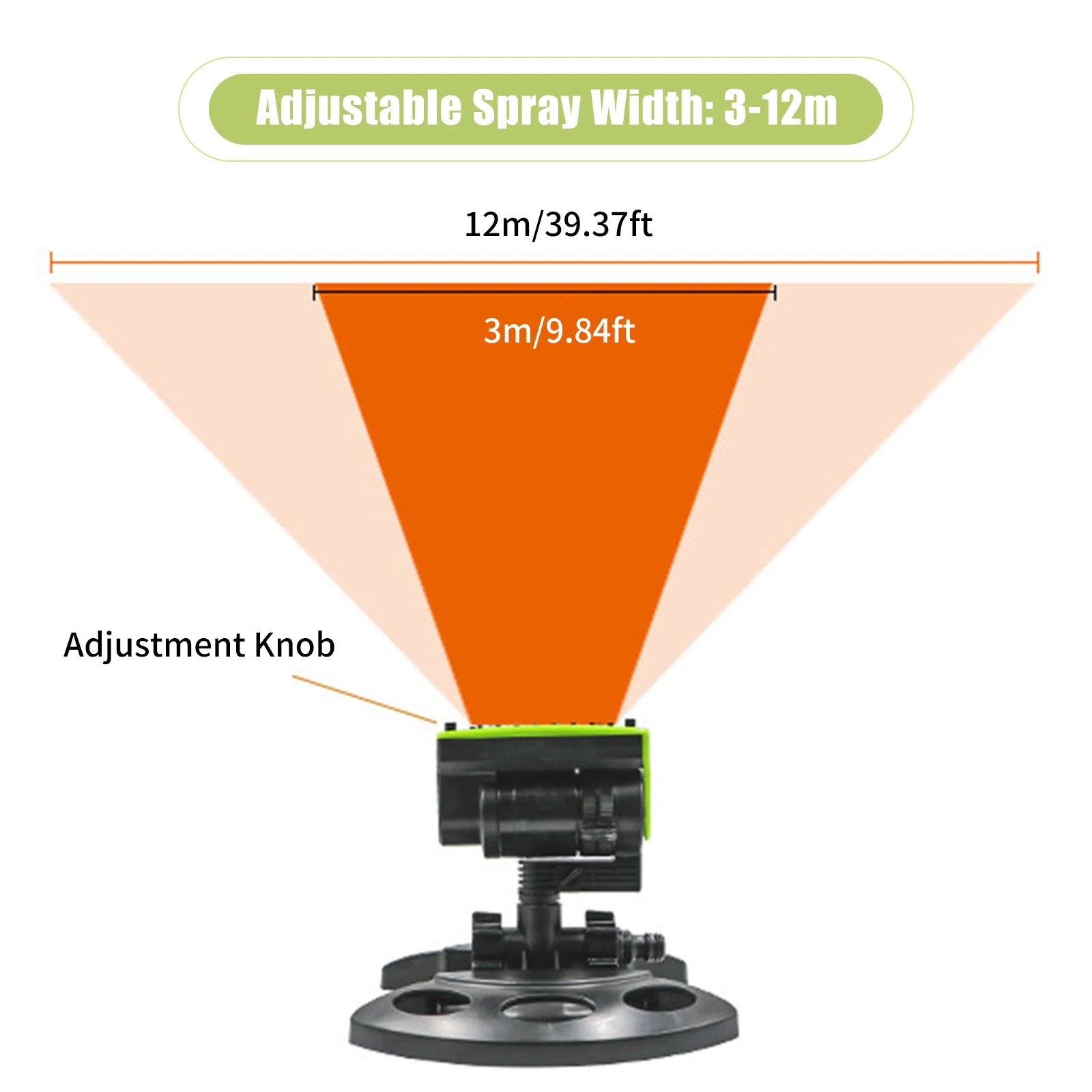 16 Hole 180° Rotating Garden Sprinkler Lawn Irrigation Water Sprayer Adjustable Coverage Patio Yard Watering